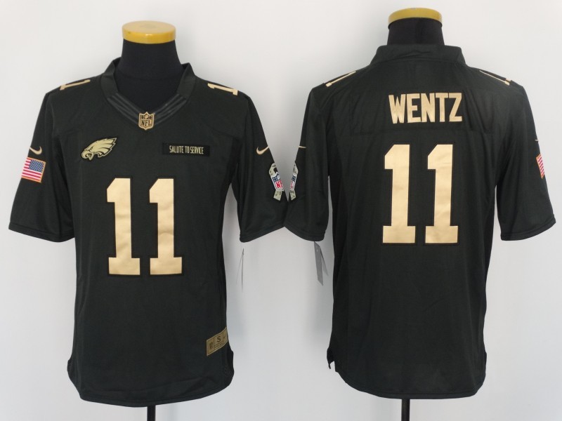 Nike Eagles 11 Carson Wentz Anthracite Gold Limited Jersey